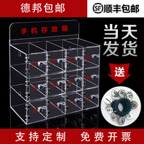 Transparent mobile phone storage cabinet Acrylic factory storage box Tinder storage box Display cabinet Employee wall hanging with lock