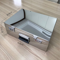 Mirror stainless steel double password box Portable certificate document box Storage box Stamp box Metal durable large capacity