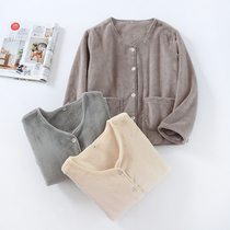 Japanese womens one-piece coat coral velvet autumn and winter New flannel winter warm home clothing pajamas large size women