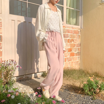 Cloth Jam Original 100 Touch Temperament High Waist Straight Drum Lace not easy to crumple Feel Western Pants Tug Pants Women Spring