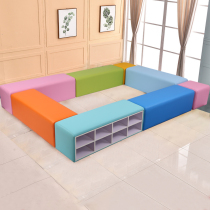 Early education center training institution sofa stool playground fence long bench kindergarten childrens card seat