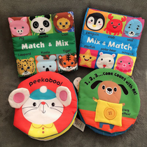 Export single animal face matching baby rattle cloth book peek-a-boo Baby cognitive puzzle Bell toy