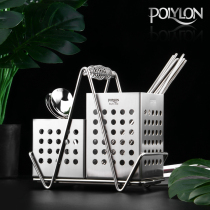 British PolyLon thick 304 stainless steel chopsticks tube wall-mounted chopsticks basket drain household chopsticks cage anti-mold