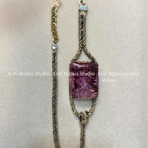 Big designer 24k gold-plated lace square candy neck chain