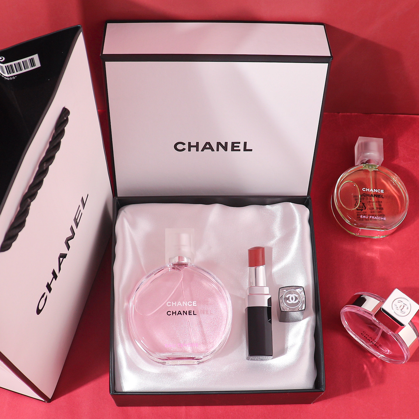 CHANEL 口紅＆香水セット 浪漫礼遇：顺丰快递送达Chanel香奈儿粉邂逅香水口红礼盒_香水_淘宝美妆网