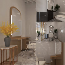 Net Red Barber shop mirror table hairdressing shop mirror with lamp single-sided double-sided floor mirror haircut mirror hair salon special fashion