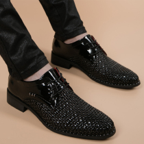 Summer leather shoes mens breathable odor-proof business dress hollow sandals inside the Korean fashion fashion woven mens shoes
