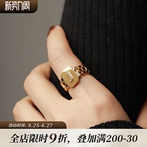  DINN new light luxury diamond-encrusted letter ring fashion personality niche retro simple opening adjustable finger ring