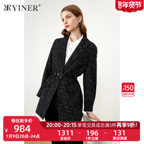 Shadow YINER womens clothing 2021 autumn and winter New Western dress collar tweed short coat