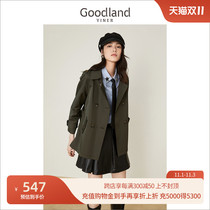 Yinermeidi womens 2022 spring new medium and short double-breasted suit collar trench coat