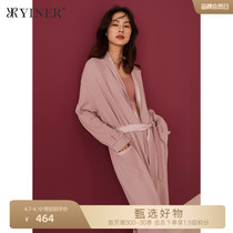 Soundtrack YINERlife Home Residence Autumn winter mid-length V-collar velvety lace lady Sleeping robe