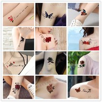 Couple tattoo paper waterproof long-lasting ankle clavicle Harajuku sexy simulation of the other shore flower chest cover tattoo female