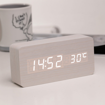Alarm clock silent luminous household intelligent digital led electronic clock Simple small alarm bedside clock Sound control table clock