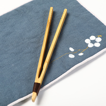 Handmade natural bamboo tea clip Teacup clip Non-slip tweezers Japanese Kung Fu tea set Spare parts thickened clip Solid wood