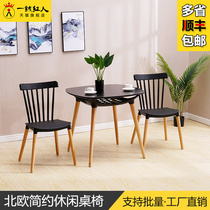 Nordic minimalist household small apartment dining table chair modern solid wood computer table and chair combination leisure childrens table and chair
