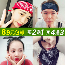 Pure cotton square EXO hip-hop hip-hop scarf sweat-absorbing headscarf outdoor headband cashew flower Korean fashion hair band