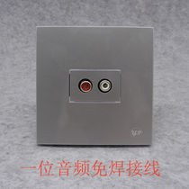  Silver gray 86 type red and white lotus audio socket Silver gray double hole AV Lotus dual audio welding-free wire screw