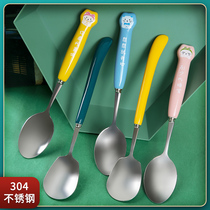 Home home 304 stainless steel spoon Ceramic handle Family childrens rice spoon spoon Long handle small spoon Dessert spoon
