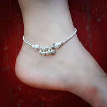 925 sterling silver anklet kiss fish double fish Bell anklet silver beads will ring Joker bean Tanabata gift female