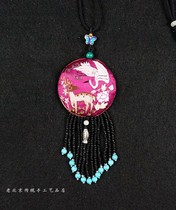 Special gift handmade embroidery old embroidery piece Su embroidery double-sided hand embroidery classical Chinese ethnic style necklace pendant