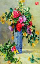  Characteristic gifts Hand-embroidered old embroidery pieces Intangible hand-embroidered Su embroidery decorative paintings Still life vase mural screen