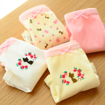 Four pairs of childrens pure cotton flat pants - free bone - suture girl - thin four - corner pants - in - the - child