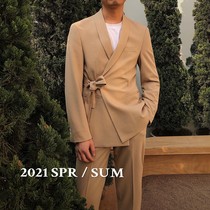 2021 British design sense slim suit suit suit suit Korean vintage fashion catwalk suit two-piece men