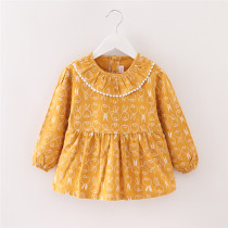 Baby eating coat autumn and winter new cotton grinding anti-dressing long sleeve waterproof girl princess dress childrens apron