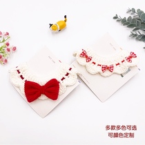  Cat cute bow tie collar PET hand-knitted English short muppet Teddy dog scarf neck decoration