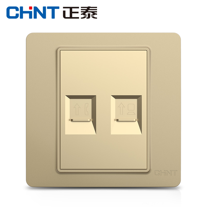 Chint switch socket NEW7i champagne gold computer phone socket phone computer combination