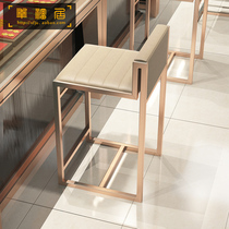 Bar stool Light luxury household stainless steel metal gold bar stool Modern simple high chair bar chair backrest bar stool