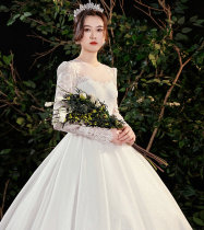 Shen Jie (Qingcheng) light wedding dress 2021 New temperament Palace wind long sleeve thick arm simple main yarn