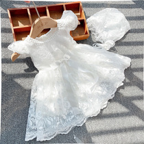 Baby princess dress Summer female baby year-old dress Newborn full moon 100-day dress 100-day feast dress white