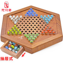 Checkers glass ball marbles childrens puzzle old-fashioned adults high-end wooden checkers adult high-end wooden checkers