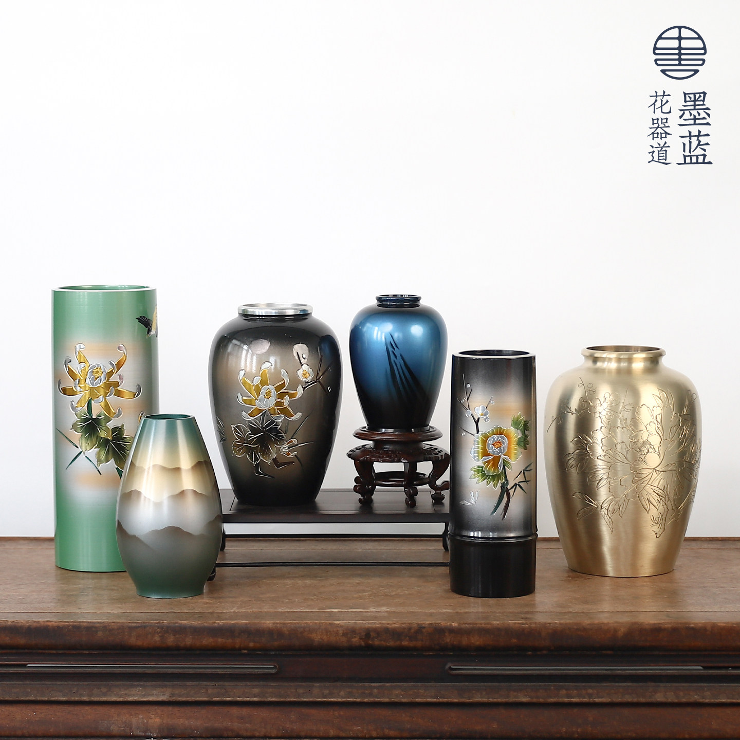 銅花器037]◇花瓶 24cm 芳幸◇在銘 花生