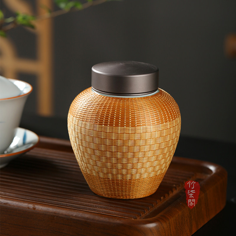 中國美術 古玩 竹丝扣瓷 竹編茶入　茶入れ 茶葉罐 2点 茶道具 竹丝扣瓷茶仓-竹丝扣瓷茶仓促销价格、竹丝扣瓷茶仓品牌- 淘宝