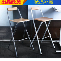  Folding chair Bar stool High chair stool Household dining chair backrest chair Simple portable thickened adult chair stool