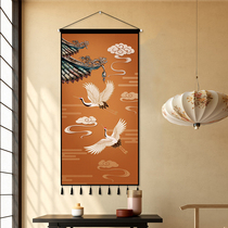 Chinese style crane hanging cloth background Chinese background wall decoration tapestry wall cloth living room porch decorative painting custom
