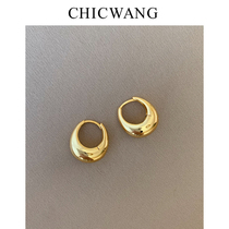 CHICWANG Super Beautiful High Quality French Simple Joker New Plated 18K Gold Silver Drop Round Earrings