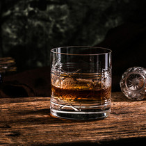 ZGNO Crystal Glass Vintage Large engraved flower Thick bottom Whiskey ROCK Glass Old fashion Cocktail glass