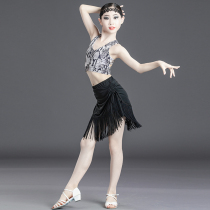 Childrens Latin dance dress girls Childrens professional girls competition examination summer snake vest practice female tassel