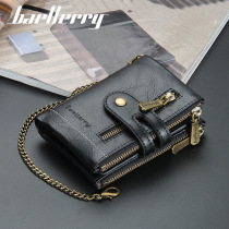 2021 New Mens Short Wallet Europe and America Double Zipper Coin Wallet Multi Card 3 fold Money Clips
