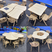 Yucai early education kindergarten Childrens chair Adjustable desk Plum table and chair Game table Shaped table can be a round table