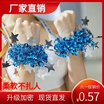 New Years performance wrist flower dance bracelet flower childrens day kindergarten sequin rubber band bracelet flower square dance