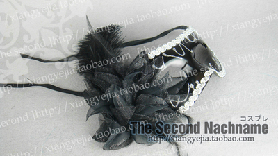 taobao agent TSN-Second Family/Cosplay props Charles Mountain Camellia Feather Mask Mask Demon Black PJ-07