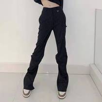 well we11done Yang Mi with the same pleated split wide leg trousers straight high waist casual trousers women
