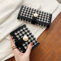2021 New Thousand Bird Plaid Plaid Wallet Women Short Fashion Student Folding Pocket Long Money Clips