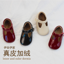 Inside and outside leather girl shoes 2021 New Red White Black 1-3 years old childrens princess shoes baby handmade shoes