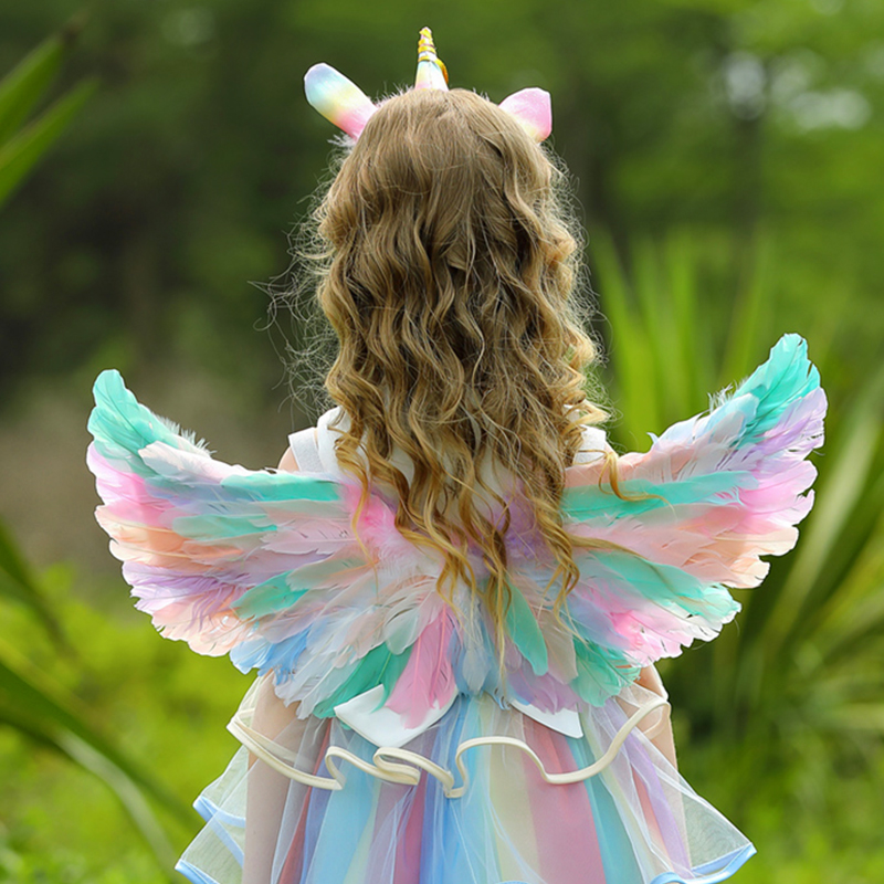 レインボー天使の羽女の子バック装飾子供の発光プリンセス妖精の羽の小道具 cos 小さなアクセサリー装飾