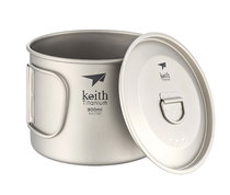 Keith armor titanium cup single layer light outdoor camping instant noodle cup cooking soup pot 900ML folding handle Ti3209